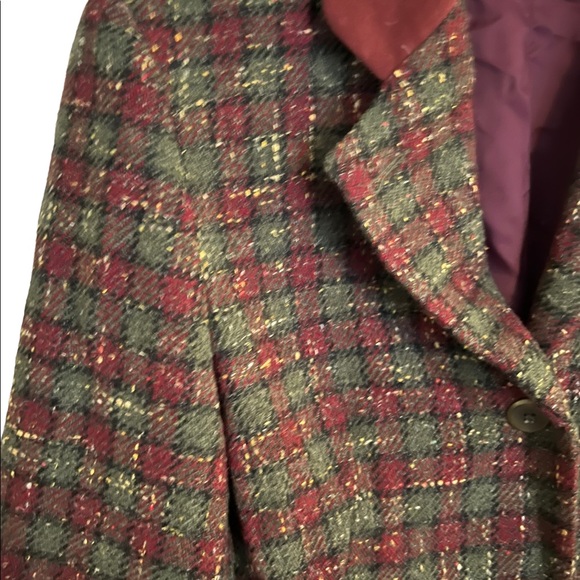 Georges Marciano (Vintage Guess) Lined 3 Button Plaid Jacket in Wool Sz 2 - Picture 2 of 7